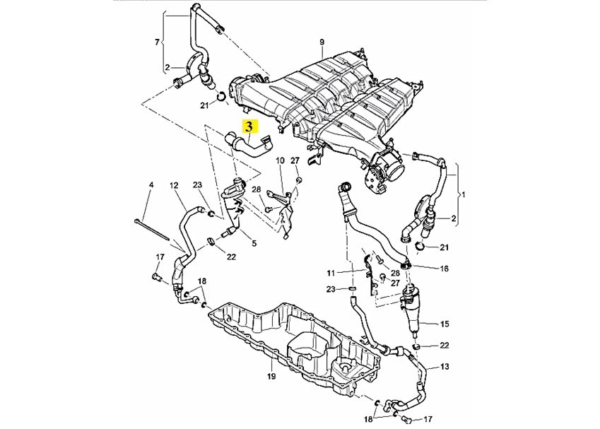 IMS GENUINE BENTLEY NEW BREATHER LINE 07C103641M - BENTLEY CONTINENTAL FLYING SPUR/ CONTINENTAL GT/ CONTINENTAL GTC/ CONTINENTAL SUPERSPORTS 2003-PRESENT