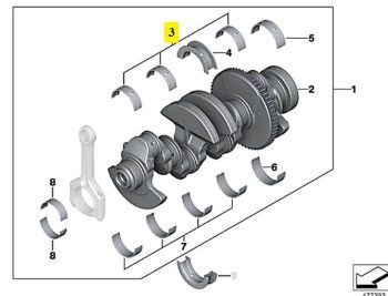IMS GENUINE BMW NEW BEARING SHELL YELLOW 11217627037 - BMW 3 SERIES F34 GT/ 5 SERIES F11 LCI/ X1 E84/ X4 F26/ X6 E71/ Z4 E89 2007-2018