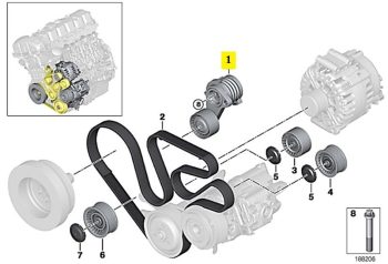 IMS GENUINE BMW NEW BELT TENSIONER 11287627052 - BMW 7 SERIES F01, F02/ X6 E71 2007-2014