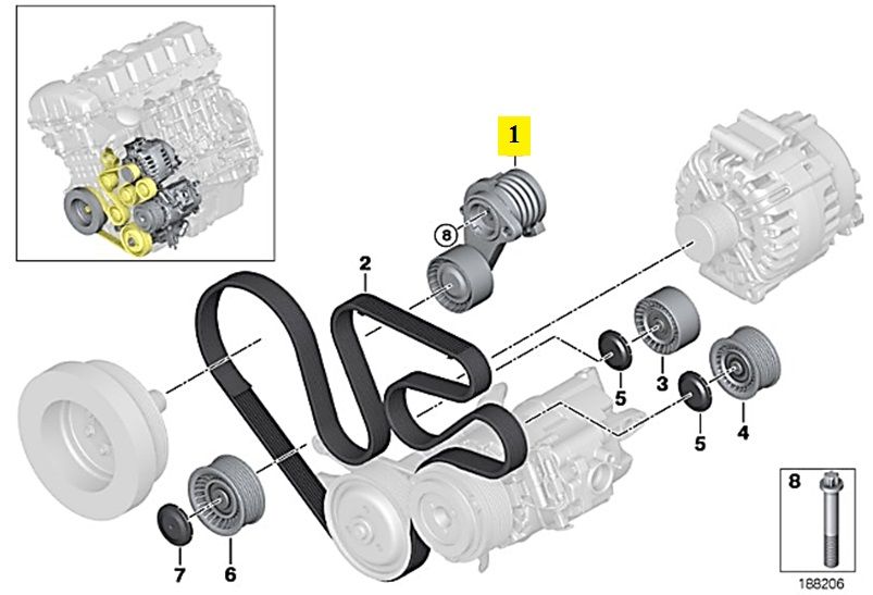 IMS GENUINE BMW NEW BELT TENSIONER 11287627052 - BMW 7 SERIES F01, F02/ X6 E71 2007-2014