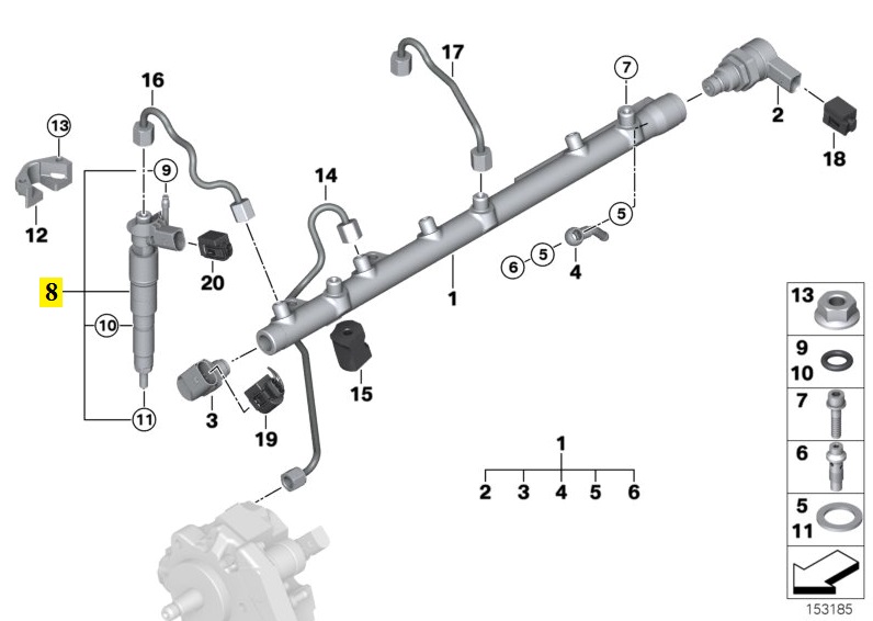IMS GENUINE BMW NEW FUEL INJECTOR 13537808089 - BMW 3 SERIES E90, E91, E92, E93/ X3 E83/ X5 E70/ X6 E71, E72 M57N2 2003-2014