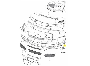 IMS GENUINE BENTLEY NEW FRONT BRACKET FIXING BUMPER 3W0807491 - BENTLEY CONTINENTAL FLYING SPUR/ CONTINENTAL GT/ CONTINENTAL GTC/ CONTINENTAL SUPERSPORTS 2003-PRESENT