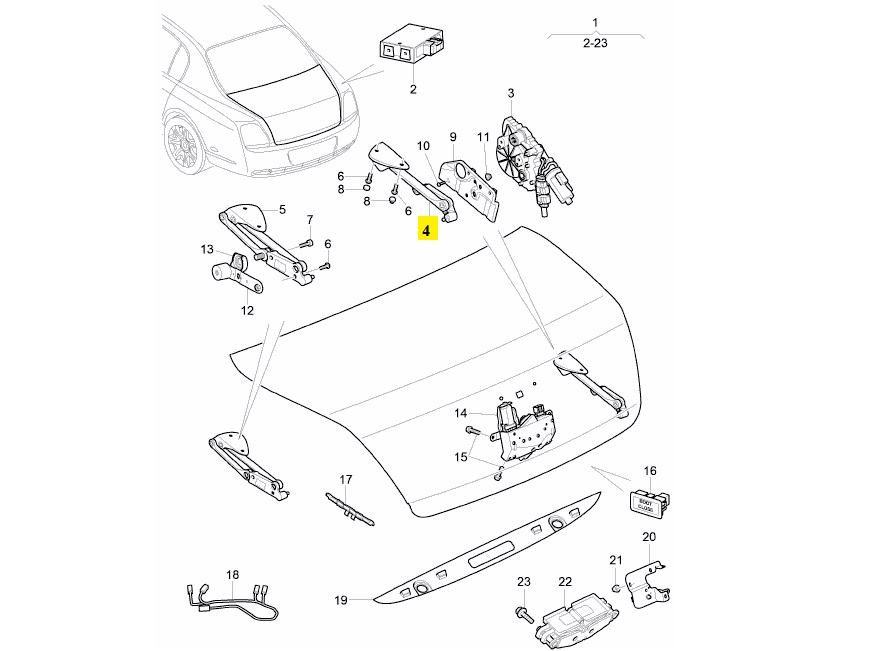 IMS GENUINE BENTLEY NEW REAR RIGHT TAILGATE BONNET HINGE 3W5827302K - BENTLEY CONTINENTAL FLYING SPUR 2005-2012
