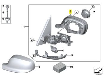 IMS GENUINE BMW NEW RIGHT SIDE REAR VIEW MIRROR FRAME 51167284806 - BMW X3 F25 2009-2018