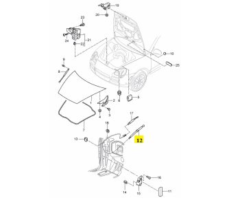 IMS GENUINE PORSCHE NEW FRONT BONNET CABLE 95551153501 - PORSCHE CAYENNE 955, 957 2002-2010