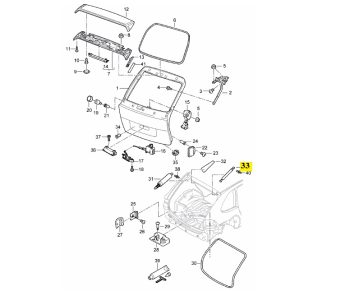 IMS GENUINE PORSCHE NEW REAR WINDSCREEN DAMPER 95551252800 - PORSCHE CAYENNE 955, 957 2002-2010