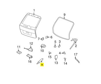 IMS GENUINE PORSCHE NEW REAR BOOT DAMPER 95551255006 - PORSCHE CAYENNE 955 2002-2007