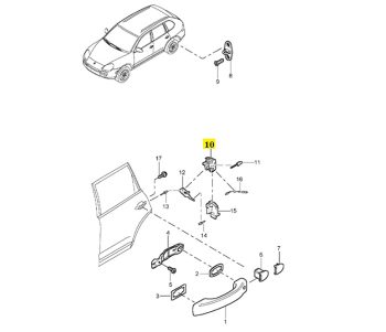 IMS GENUINE PORSCHE NEW REAR LEFT DOOR LOCK 95553201504 - PORSCHE CAYENNE 957 2008-2010