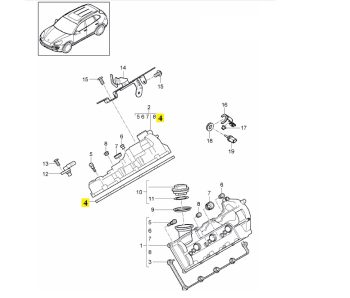 IMS GENUINE PORSCHE NEW RIGHT VALVE COVER GASKET 95810523210 - PORSCHE CAYENNE 958/ PANAMERA 970/ MACAN 95B 2009-PRESENT