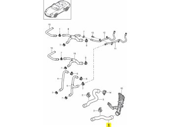 IMS GENUINE PORSCHE NEW WATER HOSE, SUPPLY 98710650107 - PORSCHE BOXSTER/ CAYMAN 2005-2012