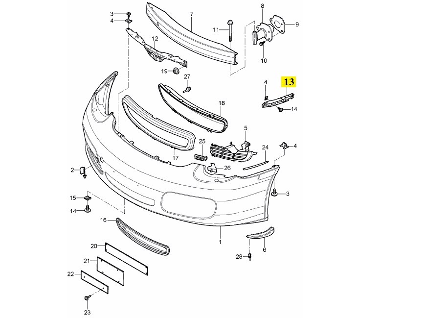 IMS GENUINE PORSCHE NEW FRONT BUMPER LEFT RETAINING STRIP 98750553501 - PORSCHE BOXSTER 987/ CAYMAN 987C 2005-2012