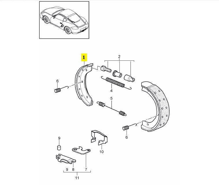 IMS GENUINE PORSCHE NEW BRAKE SHOES 99735299302 - PORSCHE BOXSTER 986, CAYMAN 987, CARRERA 993, 996, 997 1994-2012