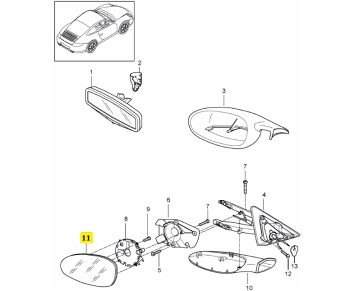 IMS GENUINE PORSCHE NEW SIDE  MIRROR GLASS 99773103601 - PORSCHE BOXSTER 987/ CARRERA 997/ CAYMAN 987 2004-2012